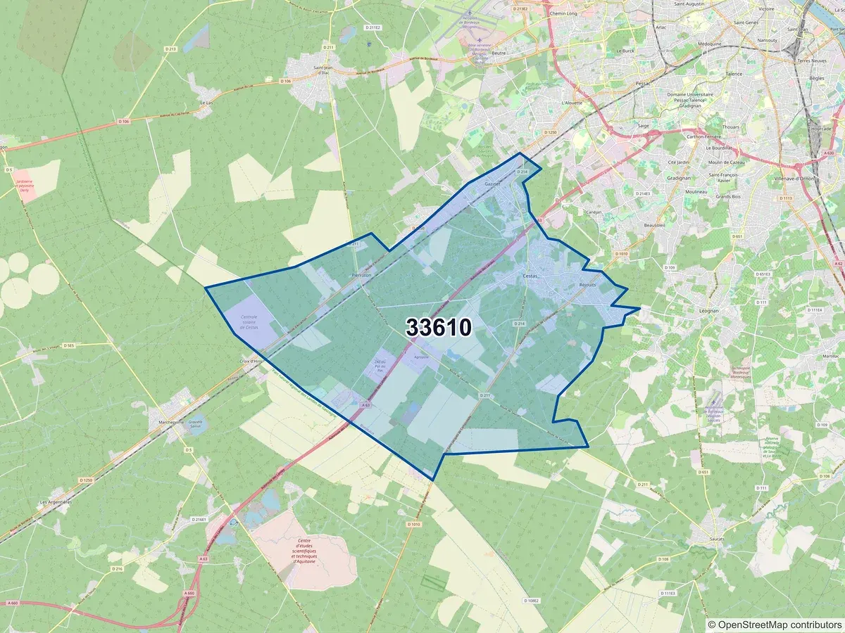 Carte du code postal 33610 (CANEJAN)