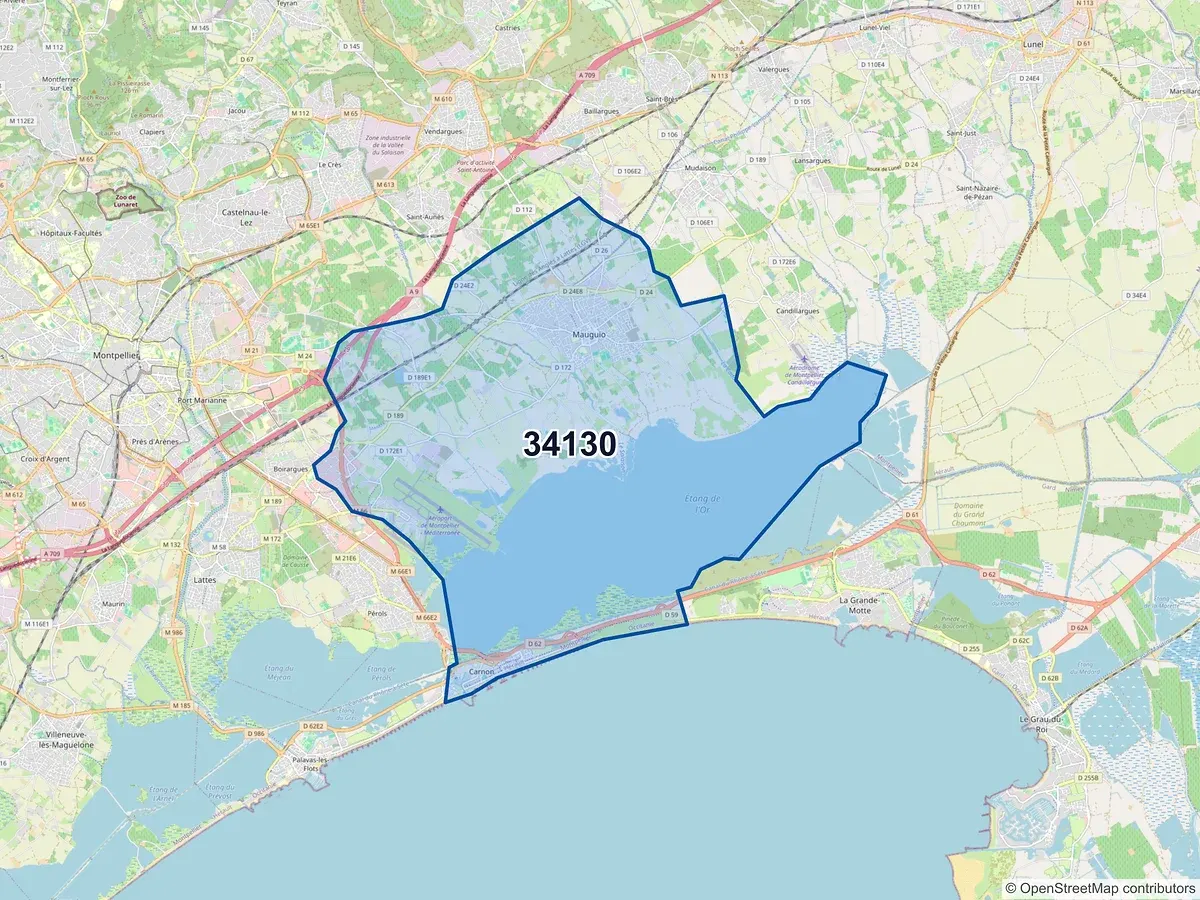 Carte du code postal 34130 (CANDILLARGUES)