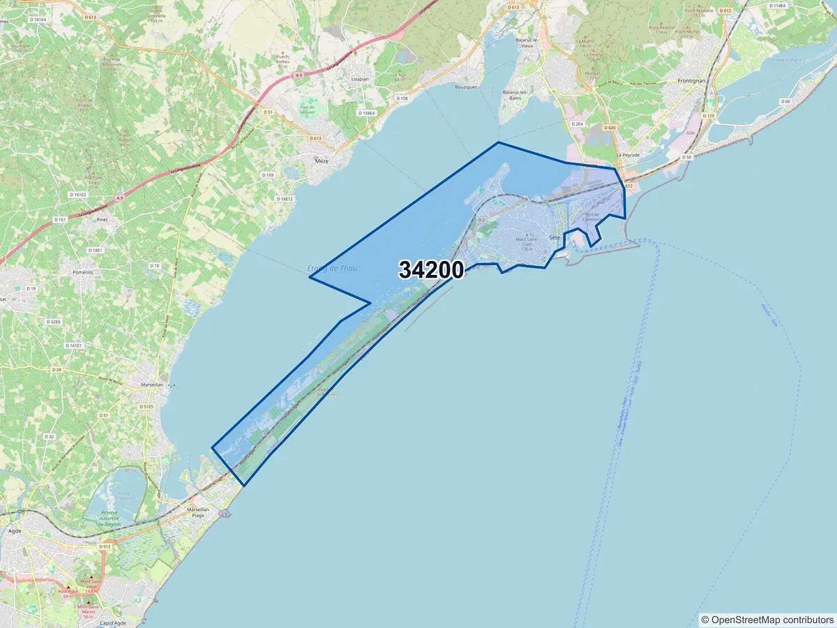 Carte du code postal 34200 (SETE)
