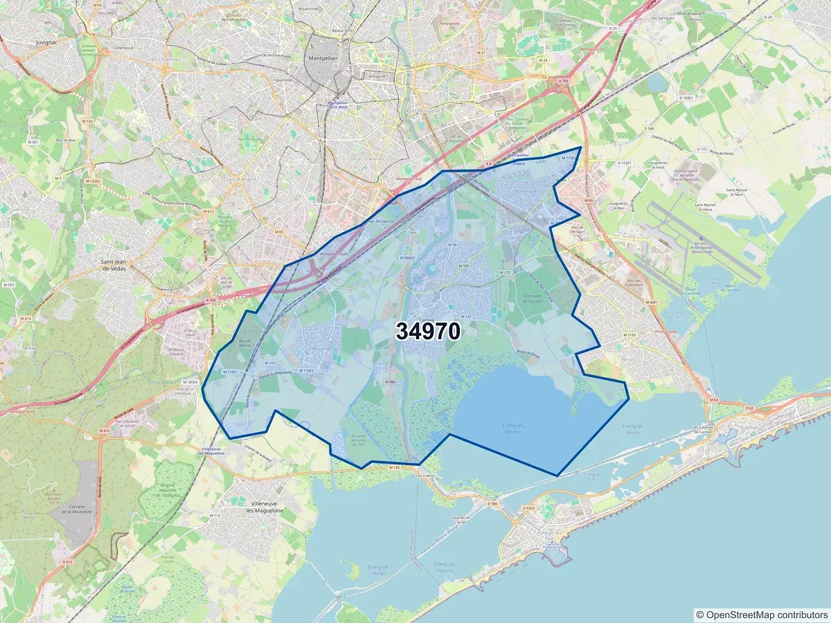 Carte du code postal 34970 (LATTES)