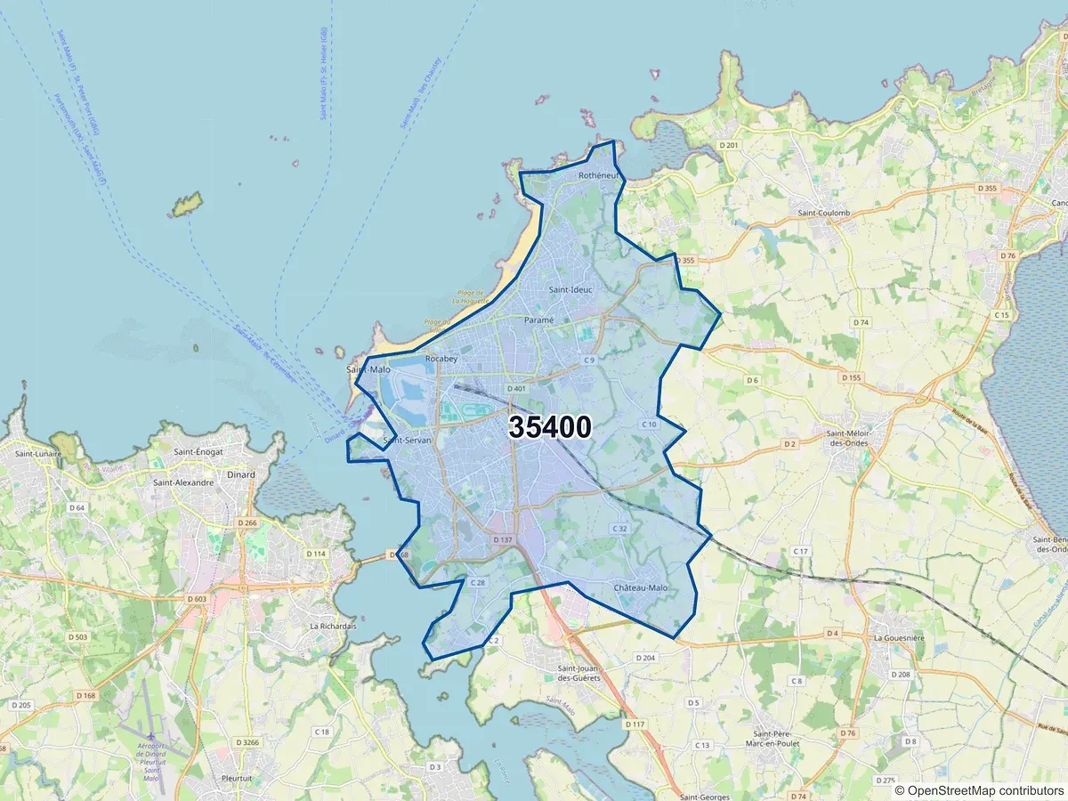 Carte du code postal 35400 (ST MALO)