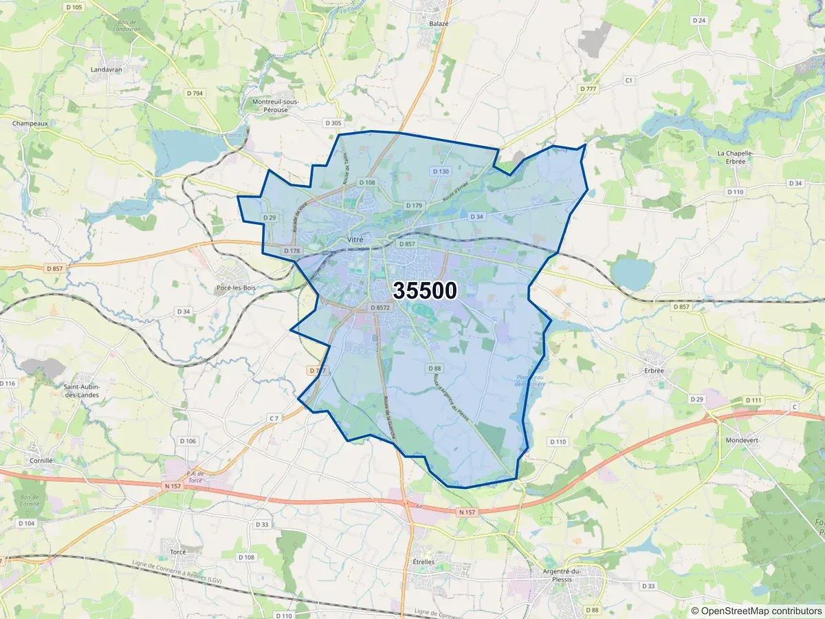 Carte du code postal 35500 (BALAZE)
