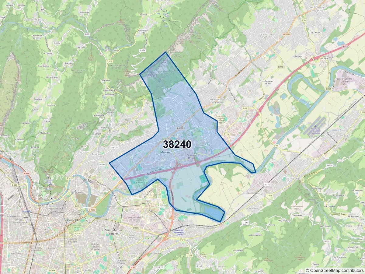 Carte du code postal 38240 (MEYLAN)