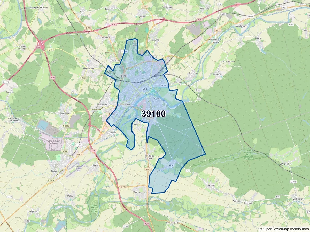 Carte du code postal 39100 (AUTHUME)