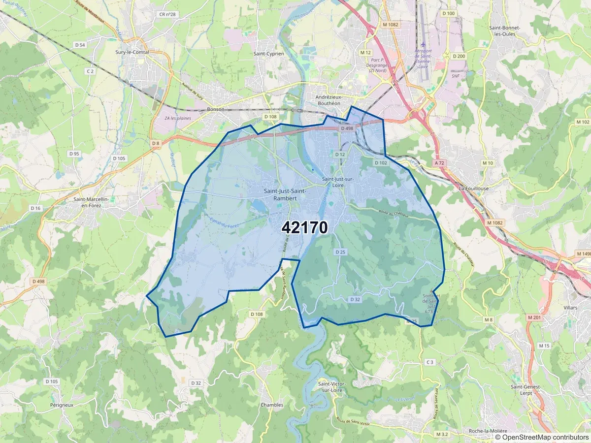 Carte du code postal 42170 (CHAMBLES)