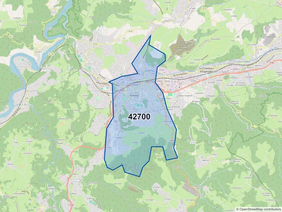 Carte du code postal 42700 (FIRMINY)