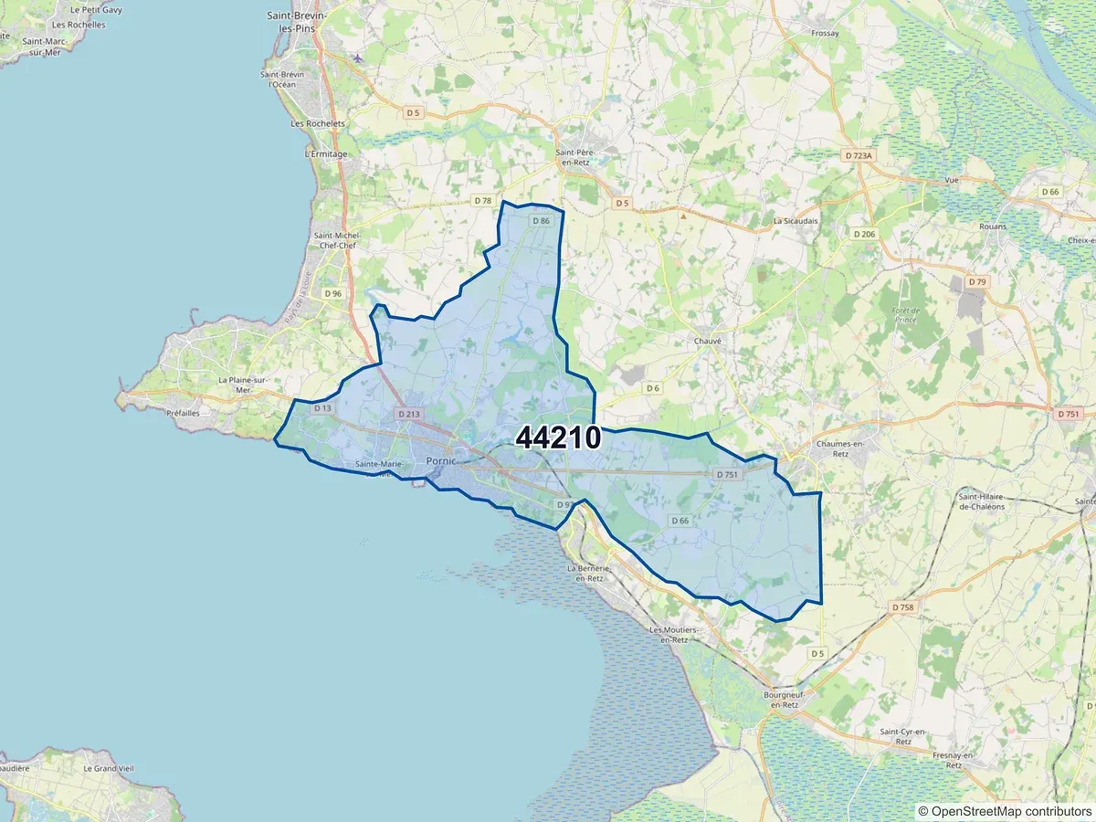 Carte du code postal 44210 (PORNIC)