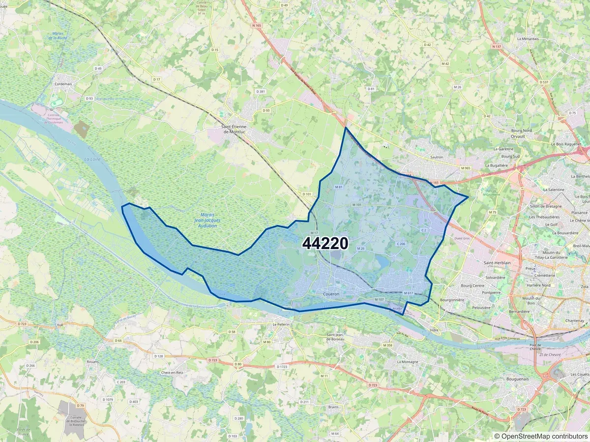 Carte du code postal 44220 (COUERON)