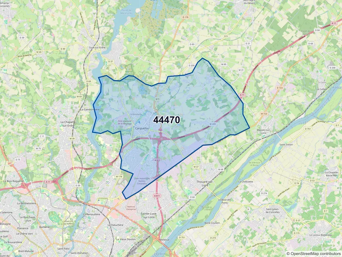 Carte du code postal 44470 (CARQUEFOU)