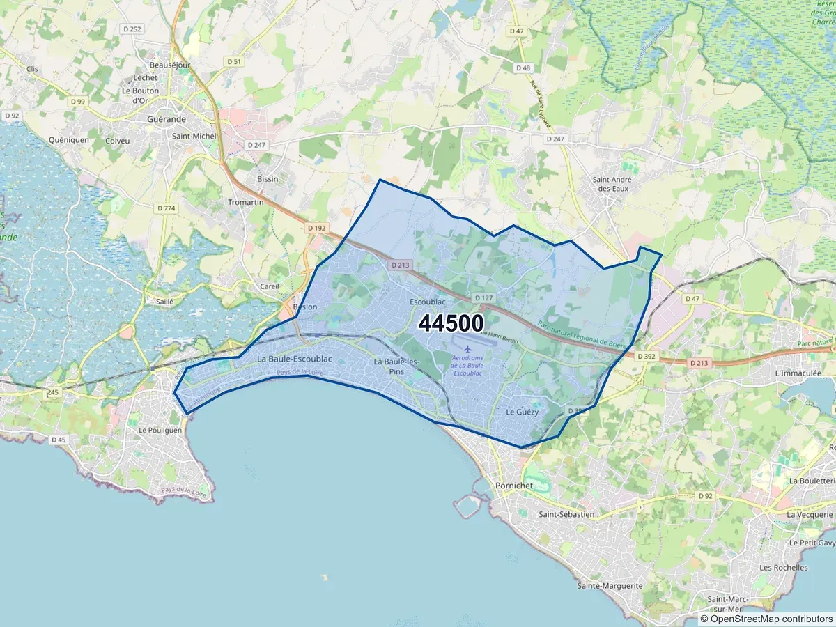 Carte du code postal 44500 (LA BAULE)