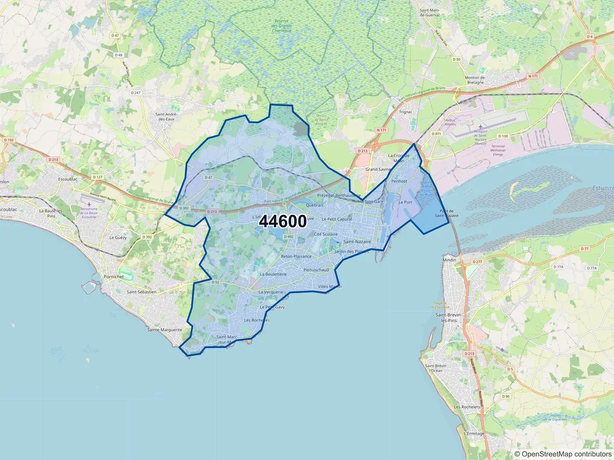 Carte du code postal 44600 (ST NAZAIRE)