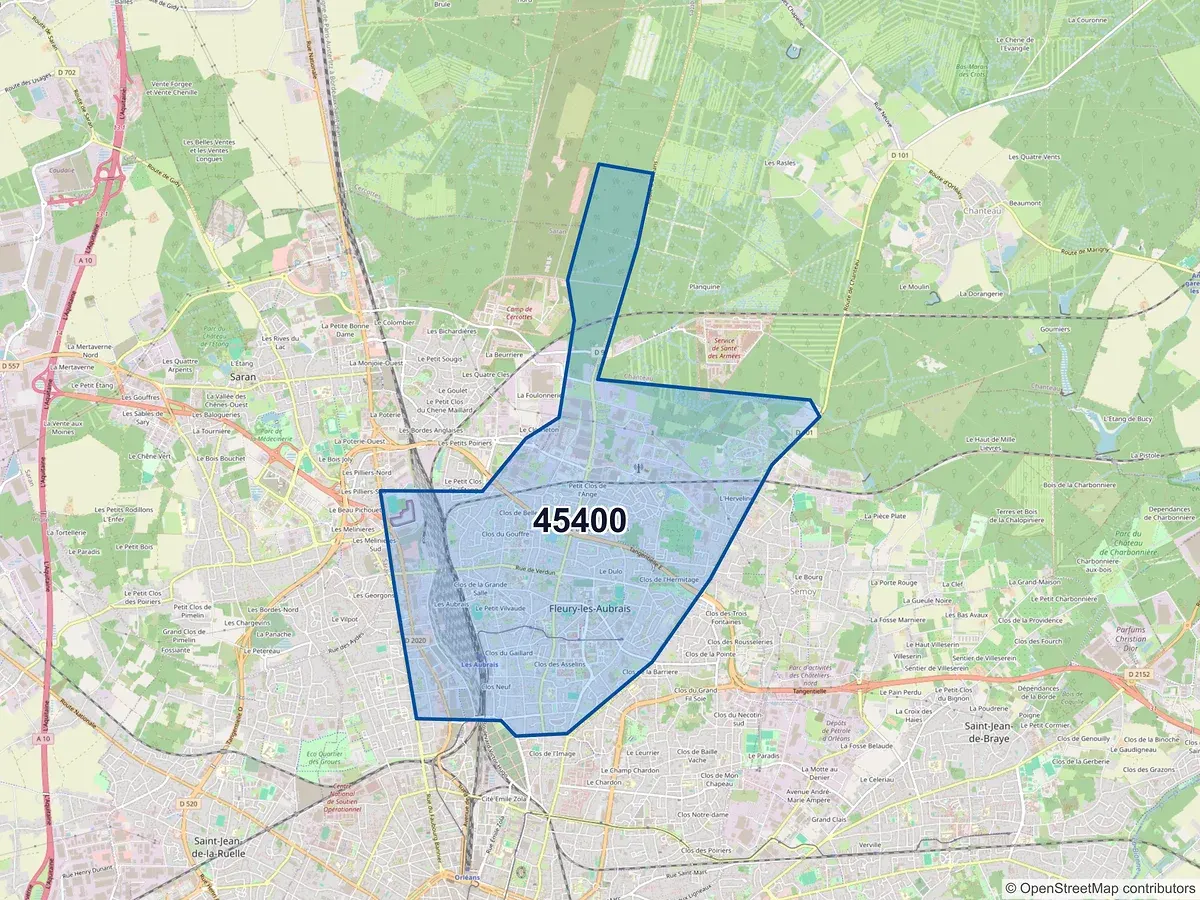 Carte du code postal 45400 (CHANTEAU)