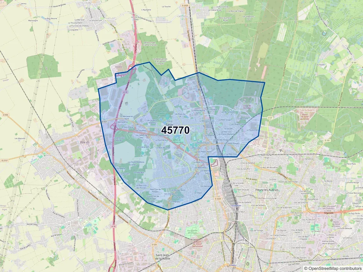 Carte du code postal 45770 (SARAN)