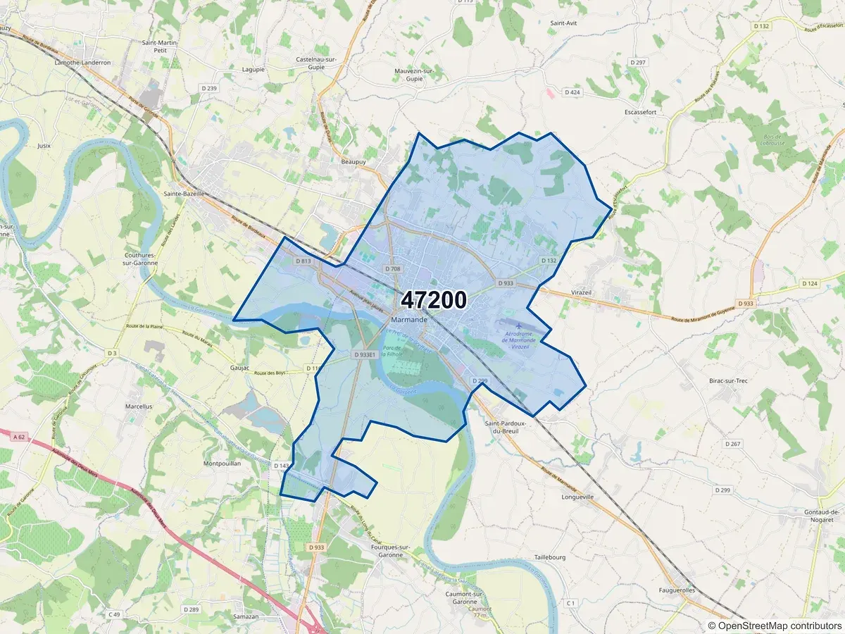 Carte du code postal 47200 (BEAUPUY)