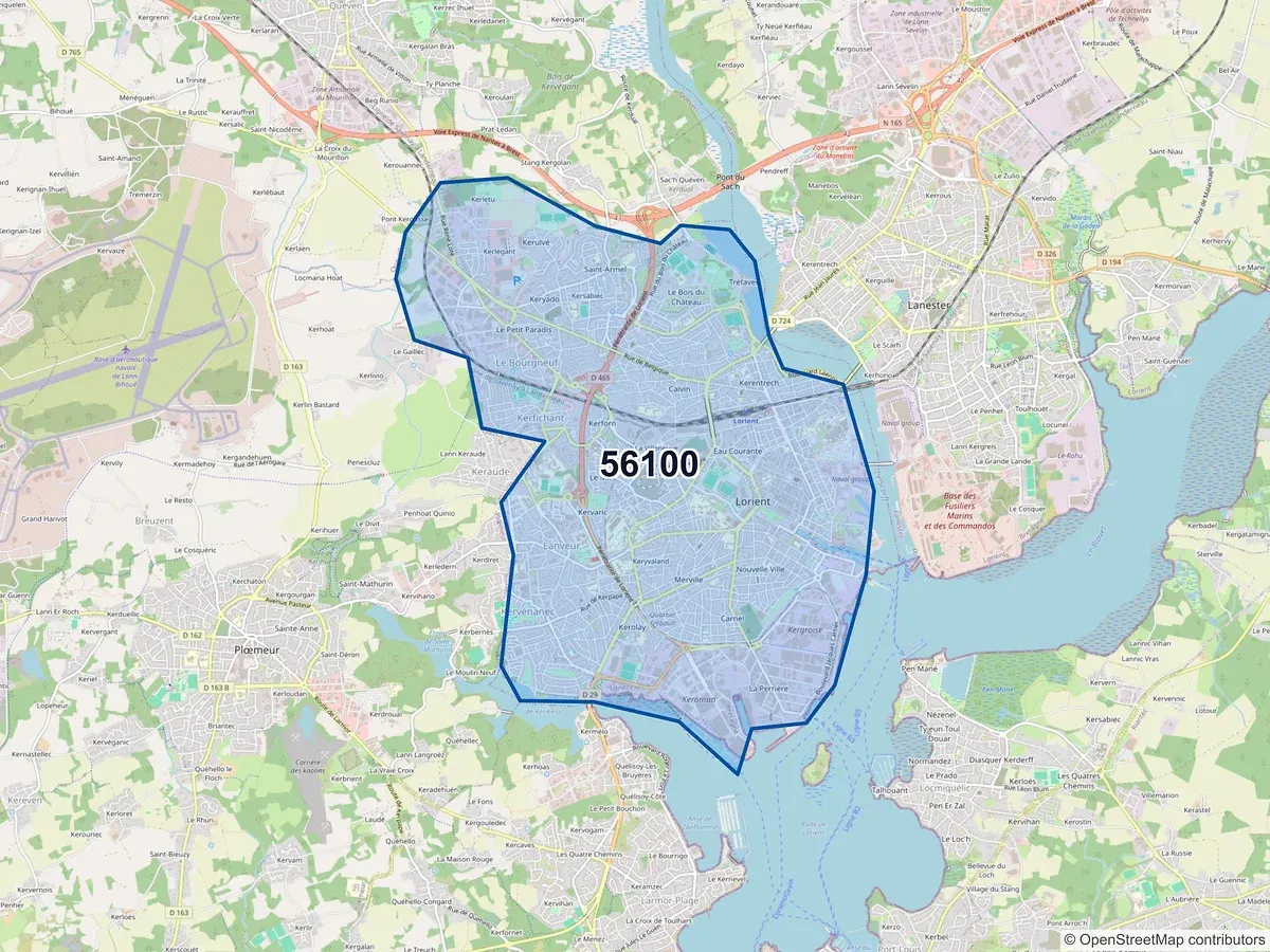 Carte du code postal 56100 (LORIENT)