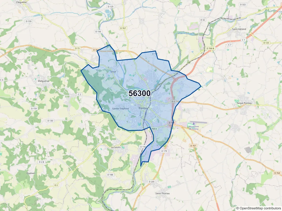 Carte du code postal 56300 (KERGRIST)