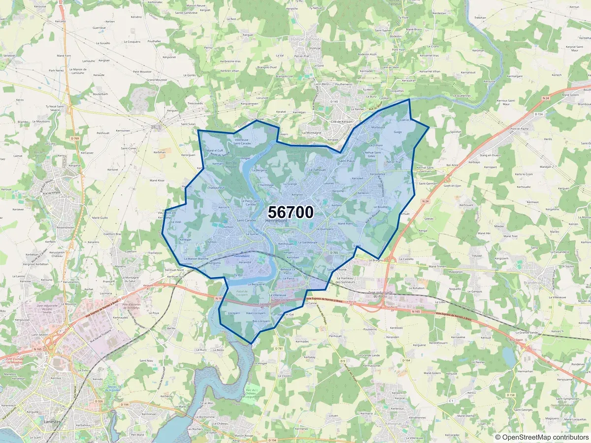 Carte du code postal 56700 (BRANDERION)