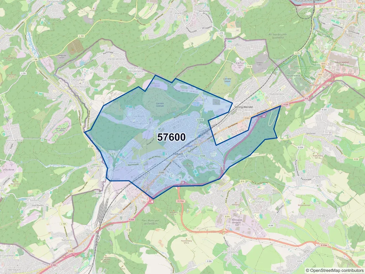 Carte du code postal 57600 (FOLKLING)