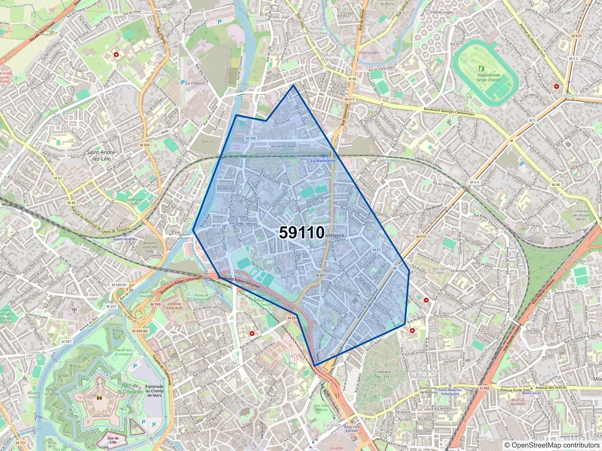Carte du code postal 59110 (LA MADELEINE)