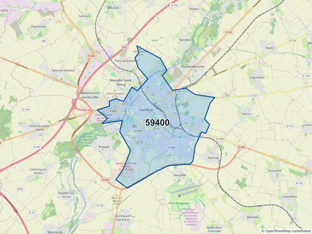 Carte du code postal 59400 (ANNEUX)