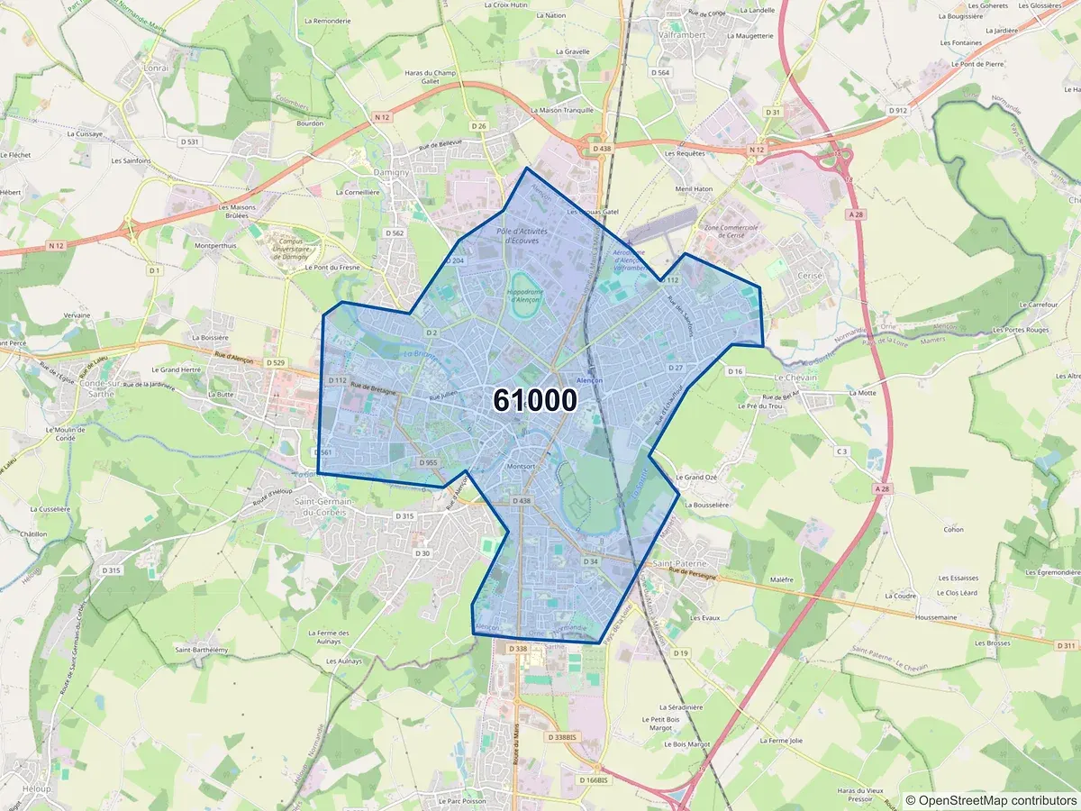 Carte du code postal 61000 (ALENCON)