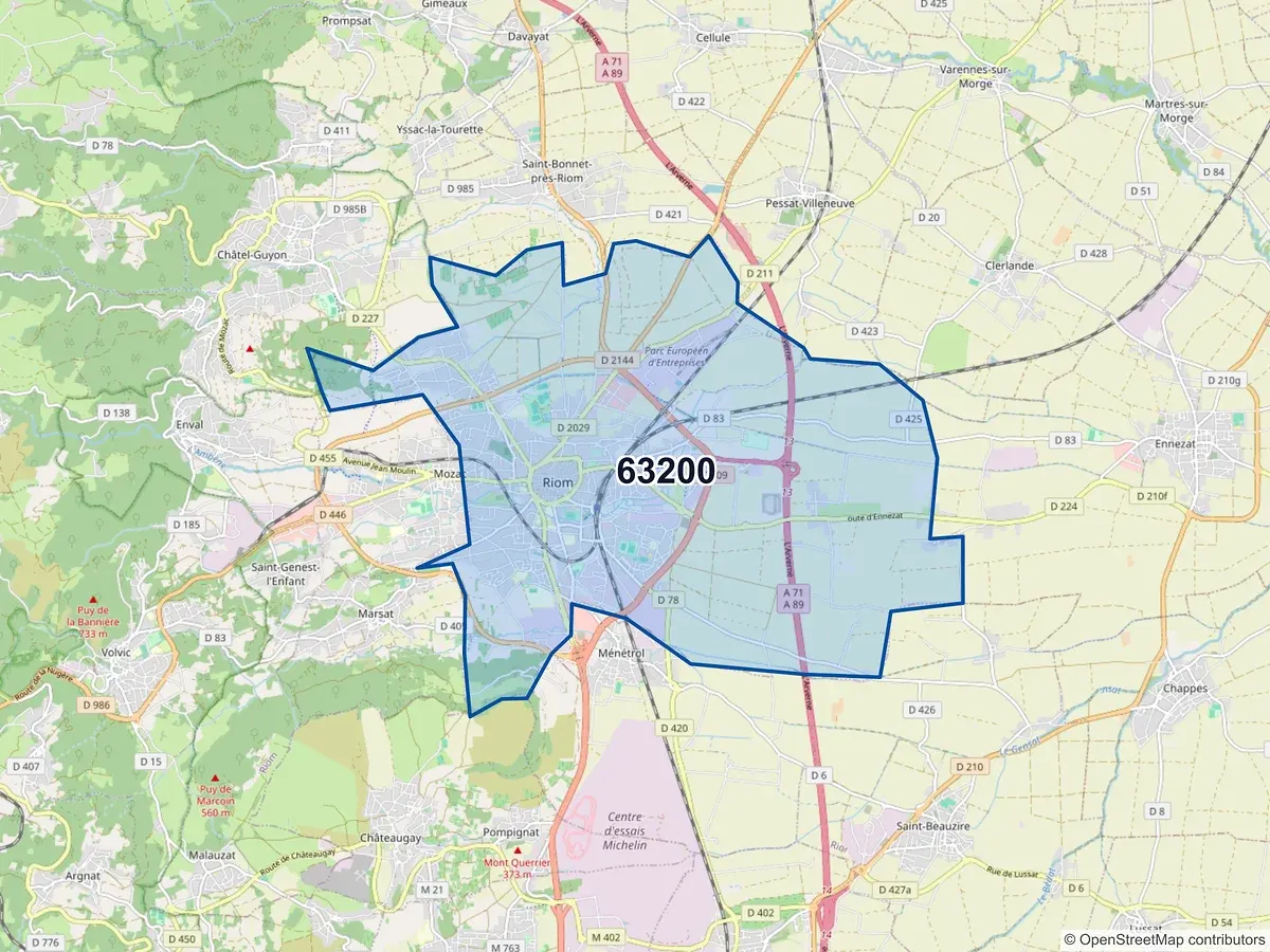 Carte du code postal 63200 (LE CHEIX SUR MORGE)
