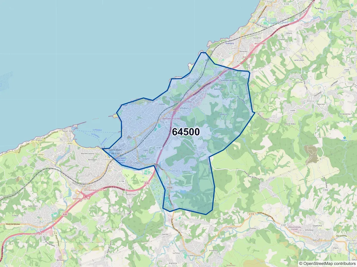 Carte du code postal 64500 (CIBOURE)