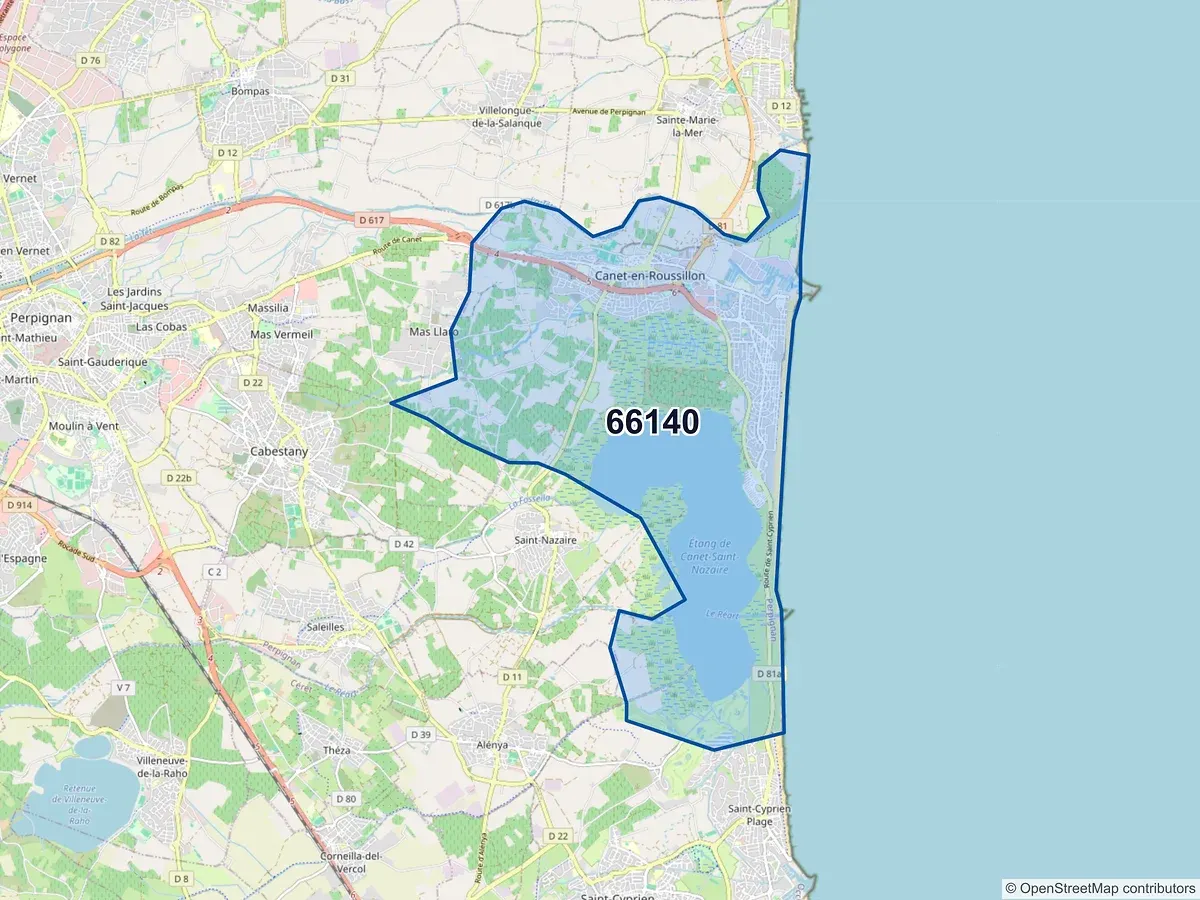 Carte du code postal 66140 (CANET EN ROUSSILLON)
