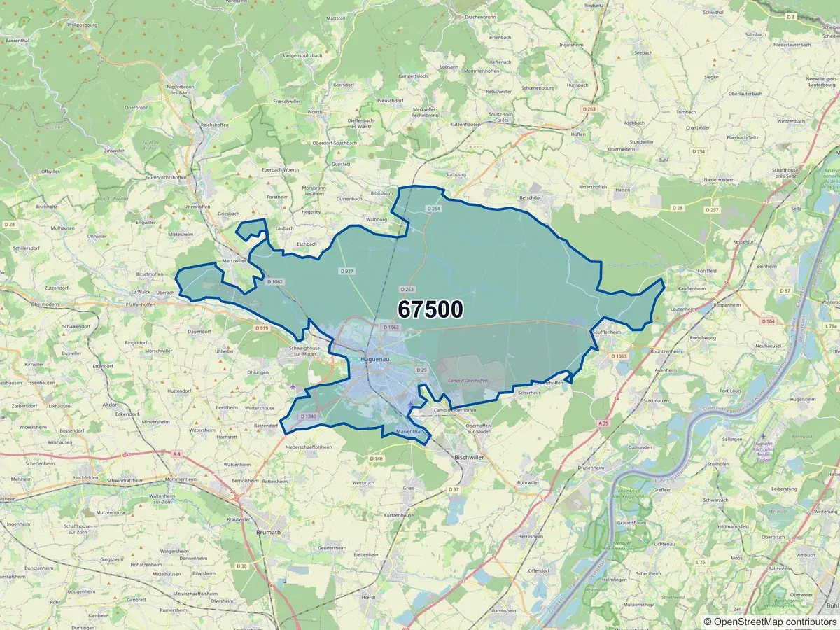 Carte du code postal 67500 (BATZENDORF)