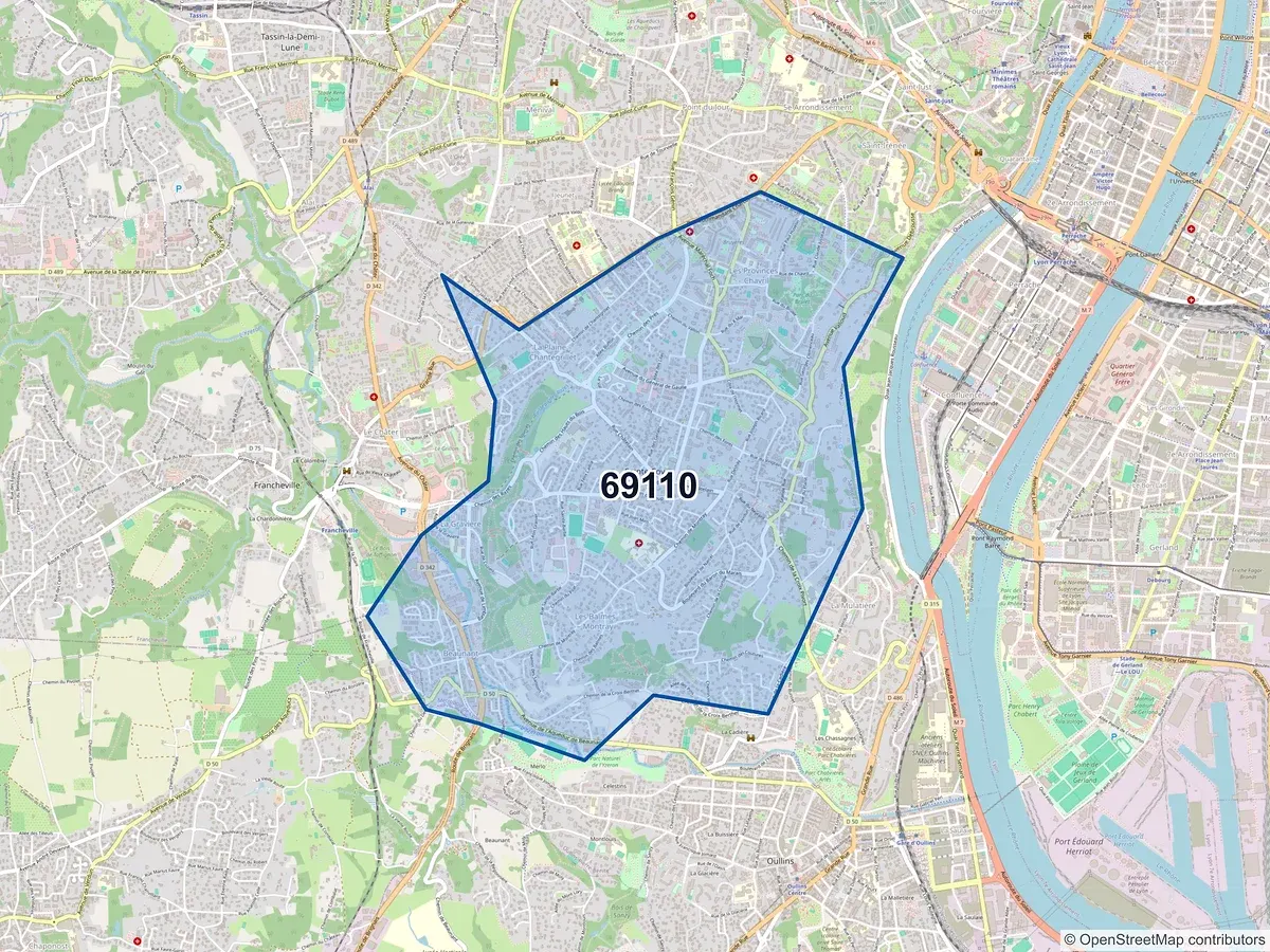 Carte du code postal 69110 (STE FOY LES LYON)