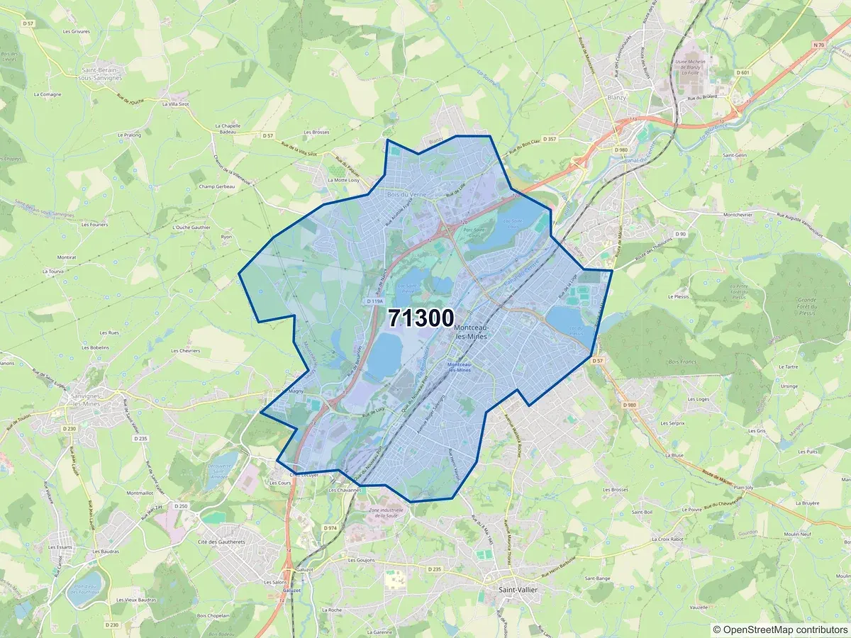 Carte du code postal 71300 (GOURDON)