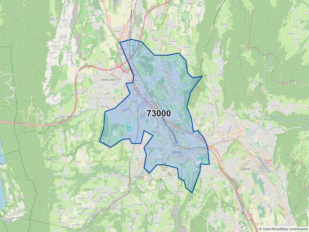 Carte du code postal 73000 (BARBERAZ)