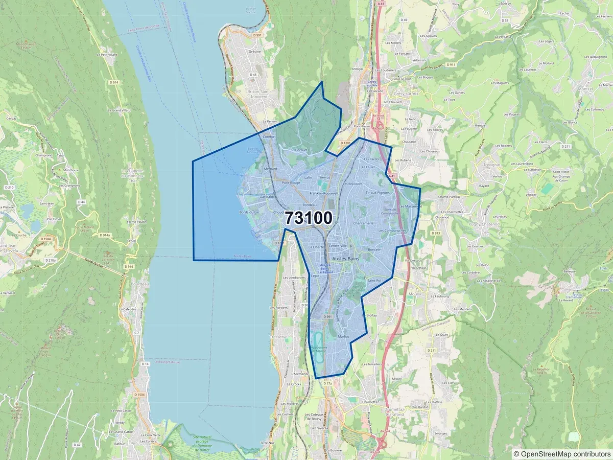 Carte du code postal 73100 (AIX LES BAINS)