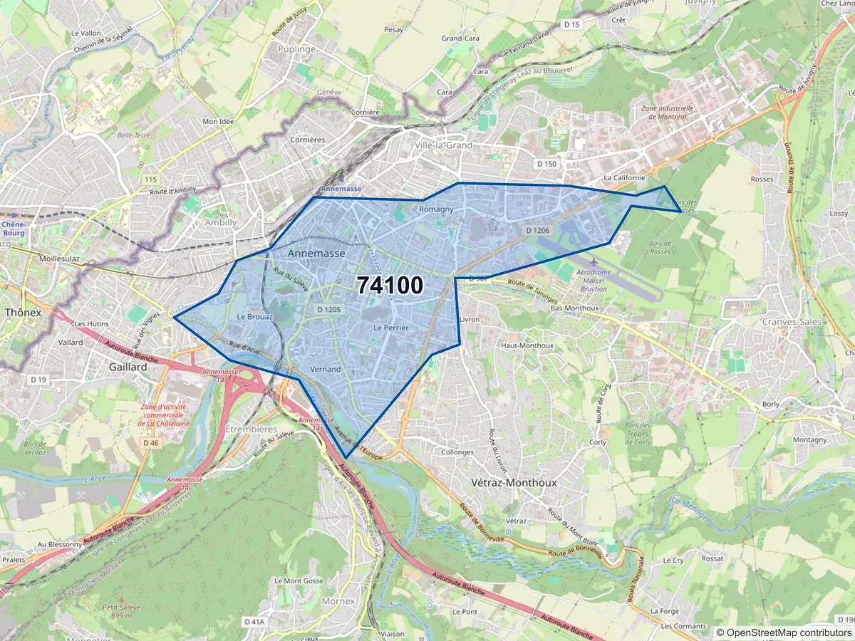 Carte du code postal 74100 (AMBILLY)