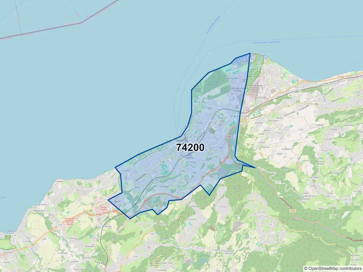 Carte du code postal 74200 (ALLINGES)
