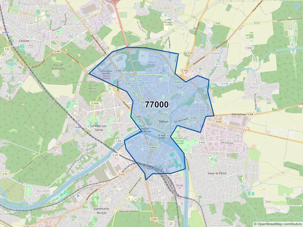 Carte du code postal 77000 (LIVRY SUR SEINE)