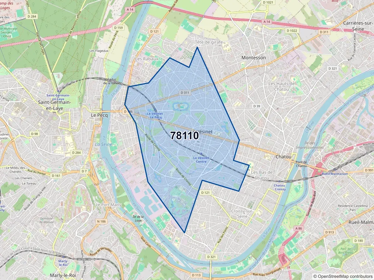 Carte du code postal 78110 (LE VESINET)