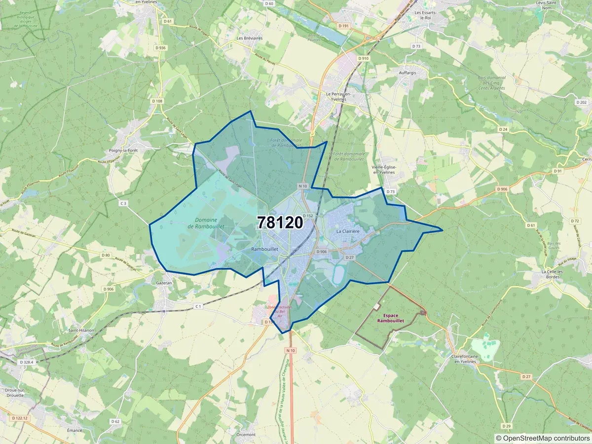 Carte du code postal 78120 (CLAIREFONTAINE EN YVELINES)