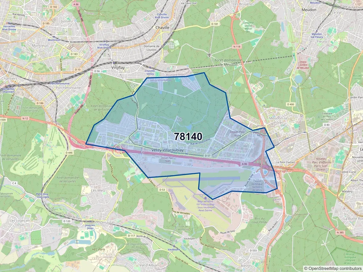 Carte du code postal 78140 (VELIZY VILLACOUBLAY)
