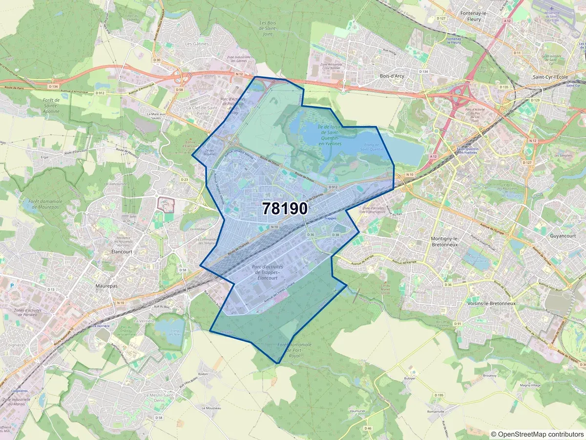 Carte du code postal 78190 (TRAPPES)
