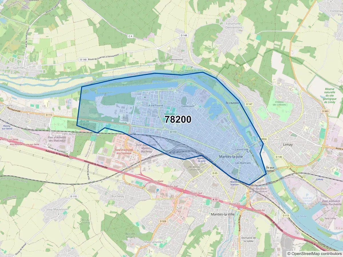 Carte du code postal 78200 (BOINVILLIERS)