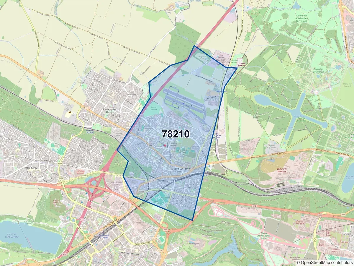 Carte du code postal 78210 (ST CYR L ECOLE)