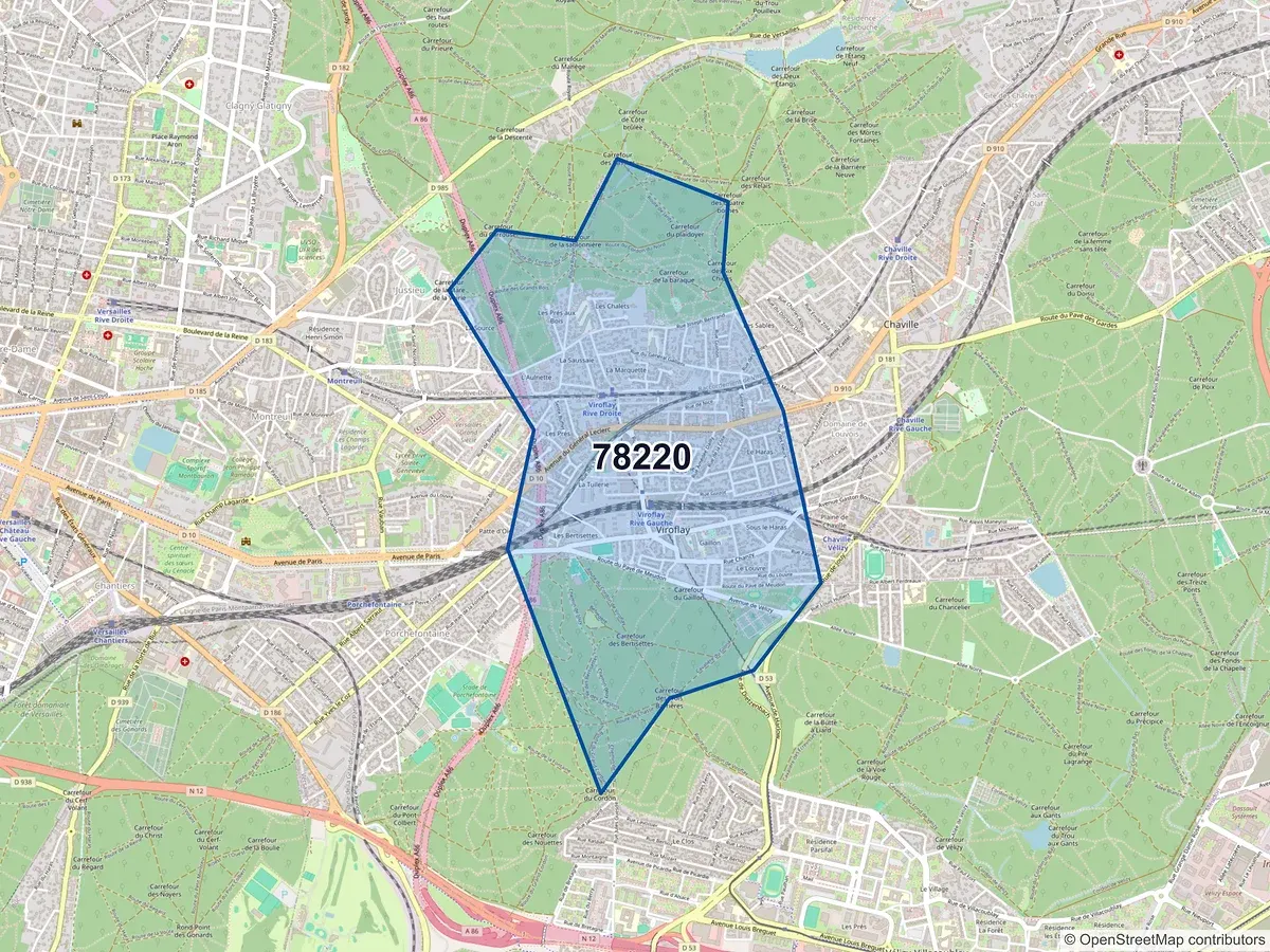 Carte du code postal 78220 (VIROFLAY)