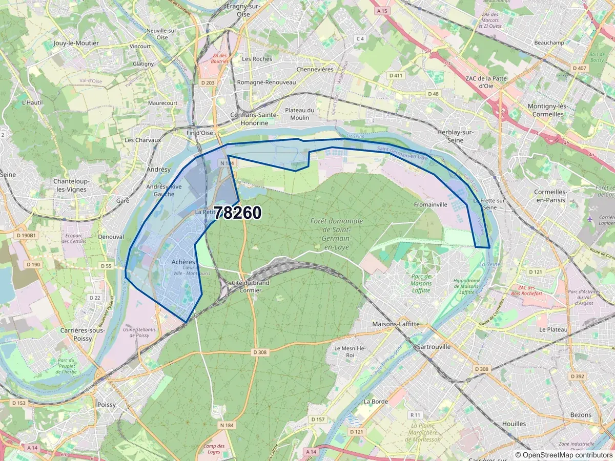 Carte du code postal 78260 (ACHERES)