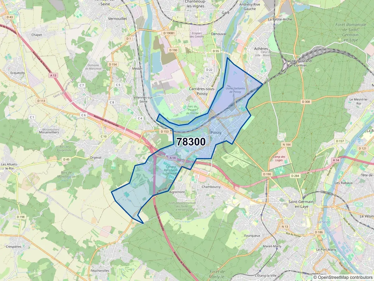 Carte du code postal 78300 (POISSY)