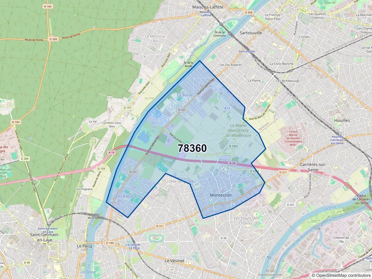 Carte du code postal 78360 (MONTESSON)