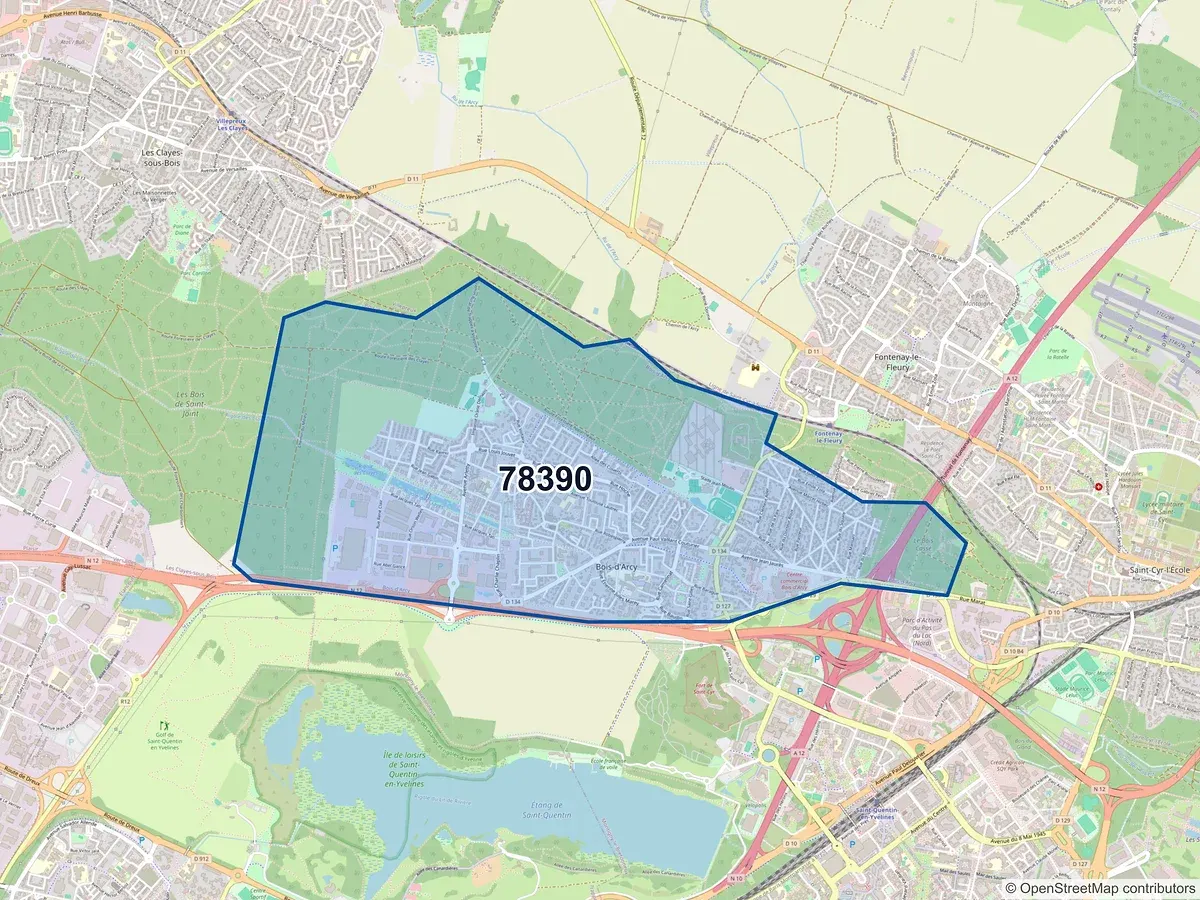 Carte du code postal 78390 (BOIS D ARCY)
