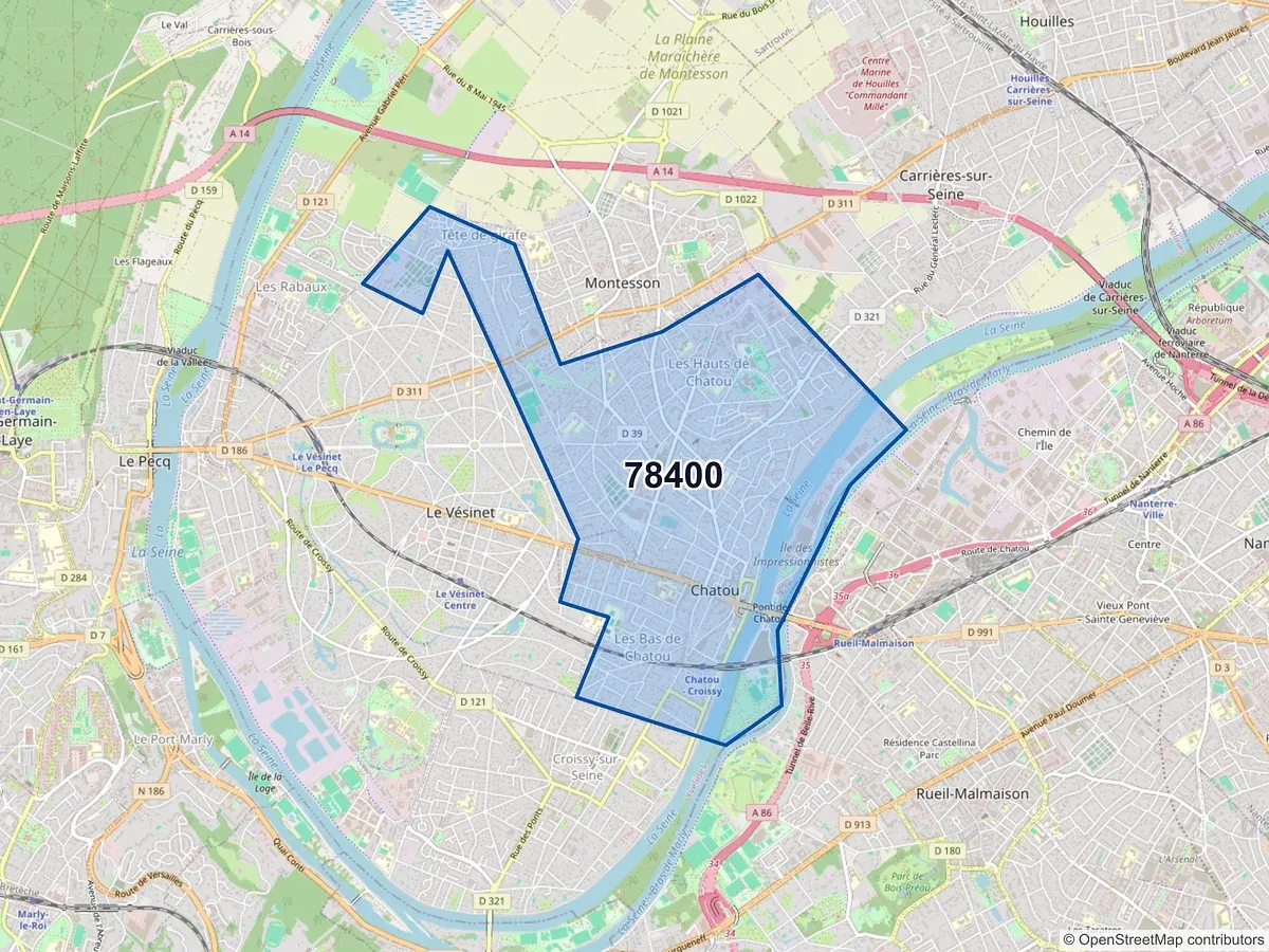 Carte du code postal 78400 (CHATOU)