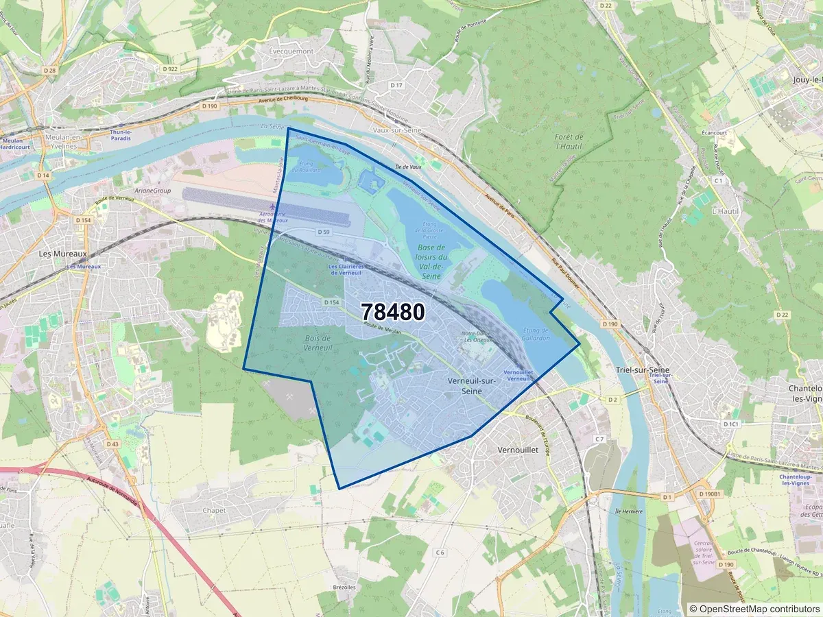 Carte du code postal 78480 (VERNEUIL SUR SEINE)