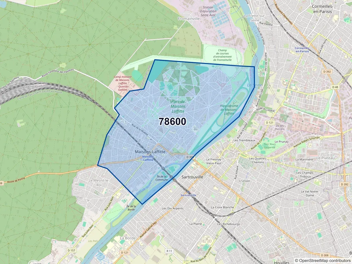 Carte du code postal 78600 (MAISONS LAFFITTE)